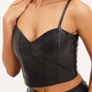 Noisy May black leather tank